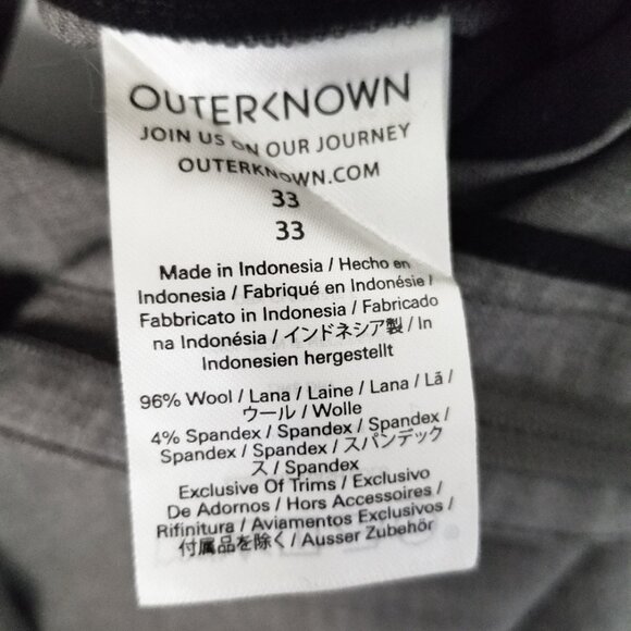 NEW Outerknown Men's 33 Stretch Wool Blend Trouser Pants Tapered Ankle $298 Gray - Picture 6 of 16